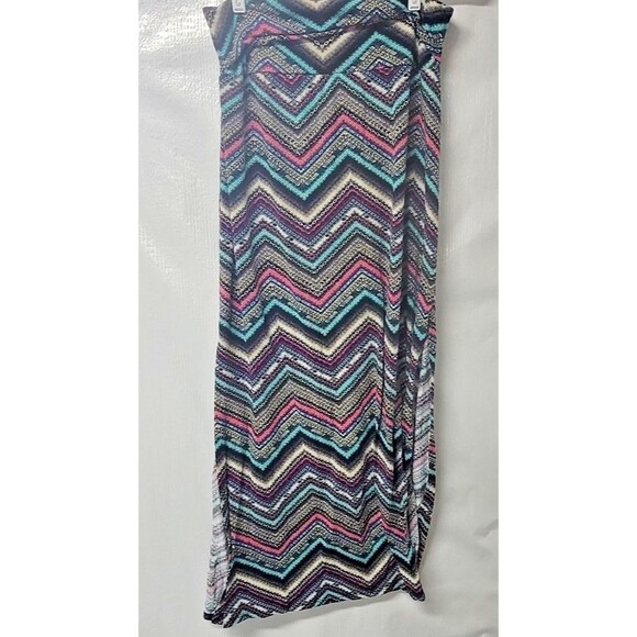 Joe B by Joe Benbasset Maxi Skirt Women's XL Chevron MultiColor Ruched Waistline - Picture 1 of 8